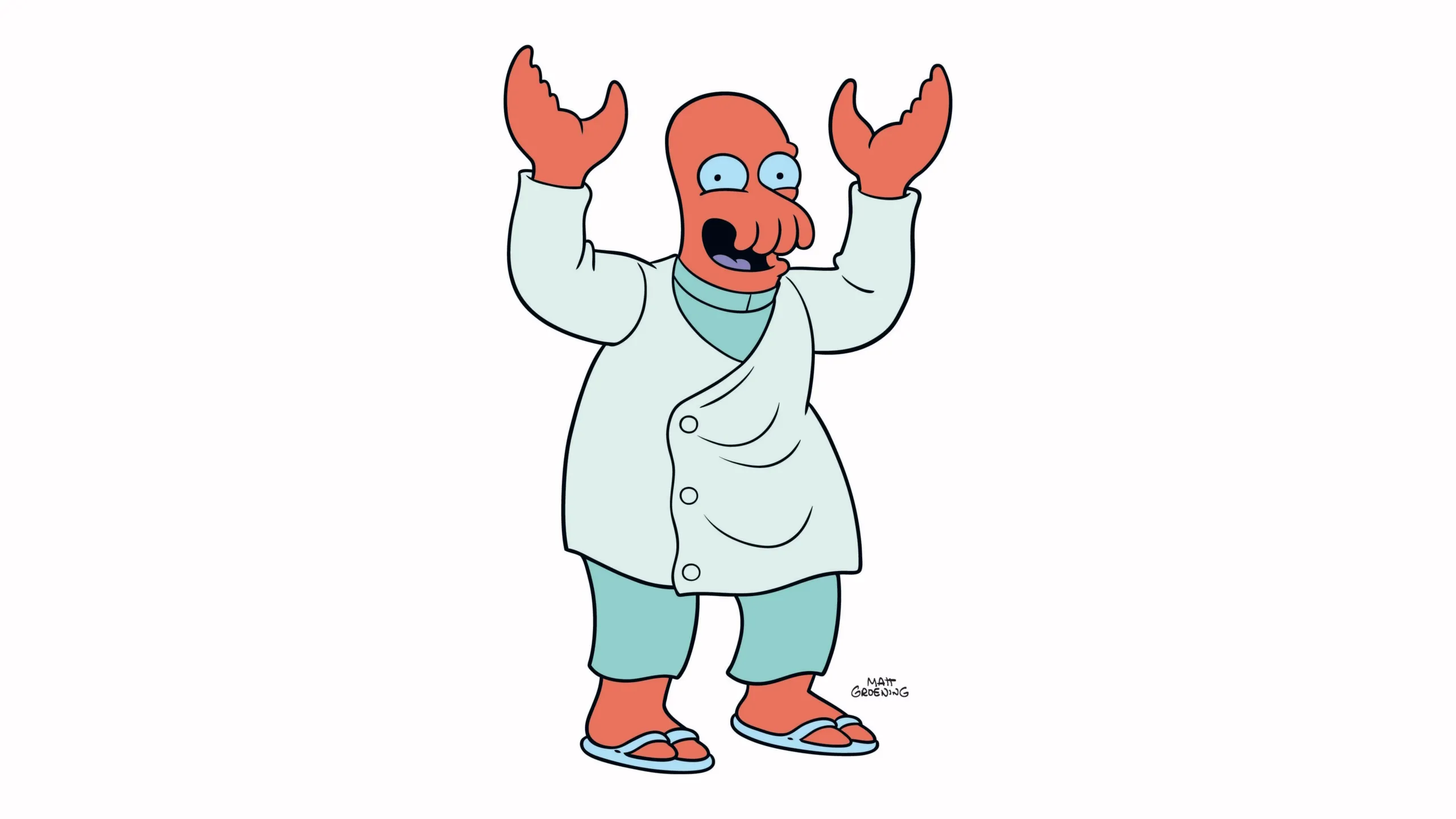 Dr. Zoidberg, a Decapodian alien characterized by his lobster-like appearance and red color