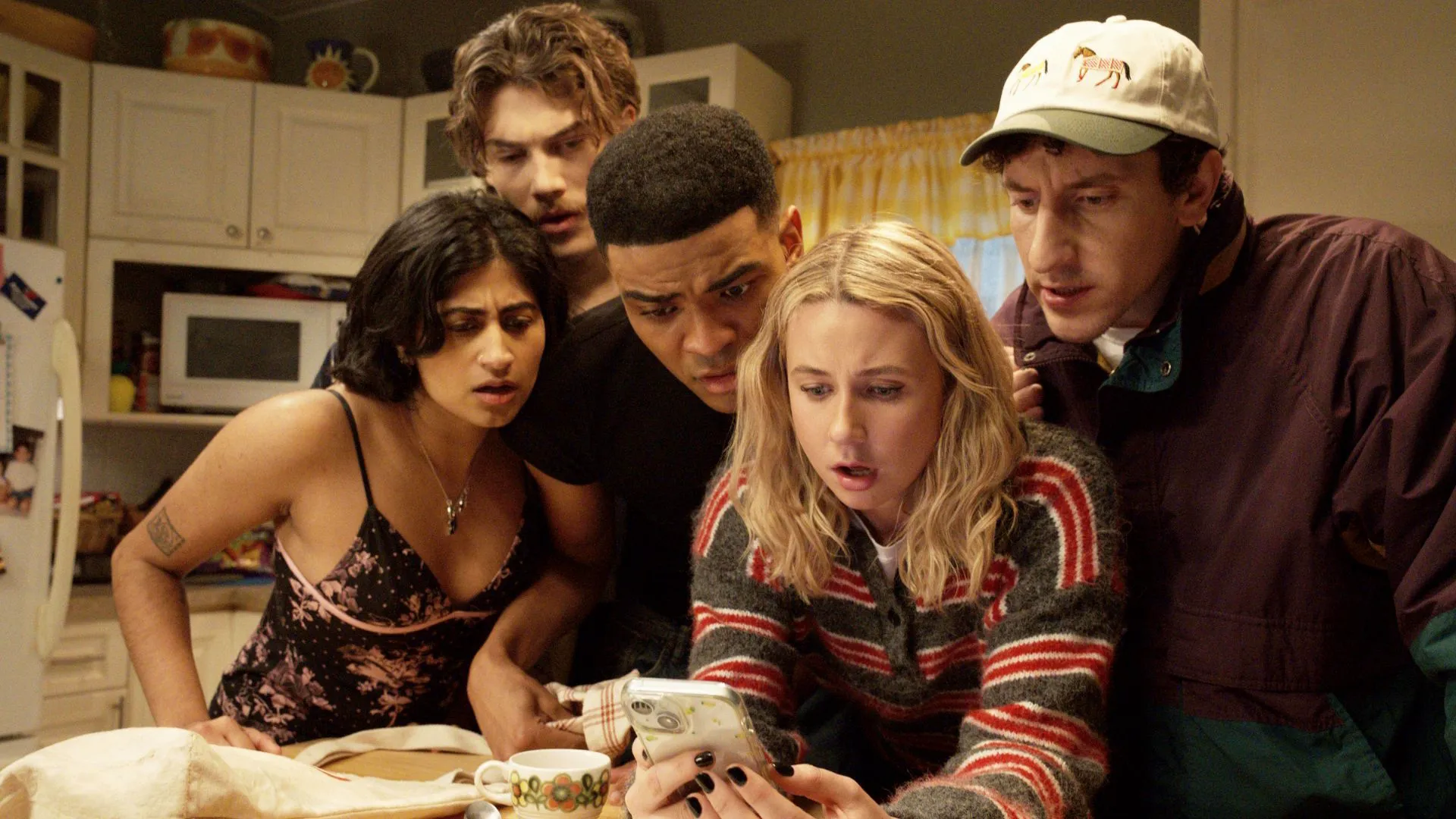Lucy Freyer as Billie, Owen Thiele as Anton, Amita Rao as Issa, Jack Innanen as Paul Baker, Malik Elassal as Samir in FX's Adults