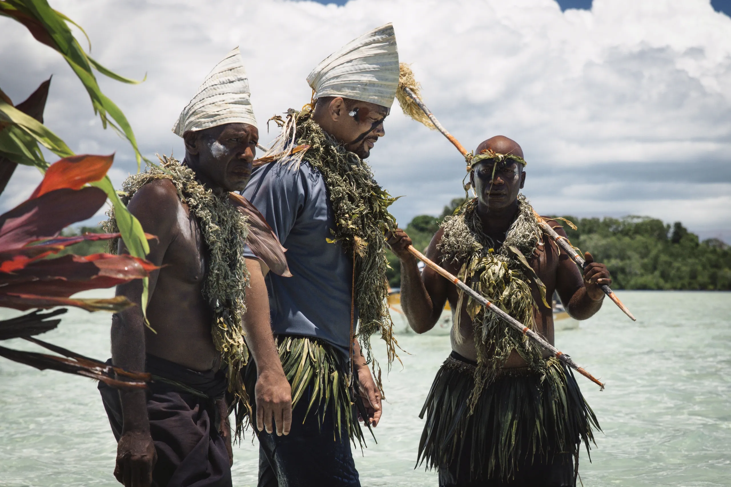Will Smith takes part in an ancient ceremony that signifies an old reef area that is closed until the fish return. (credit: National Geographic/Freddie Claire)