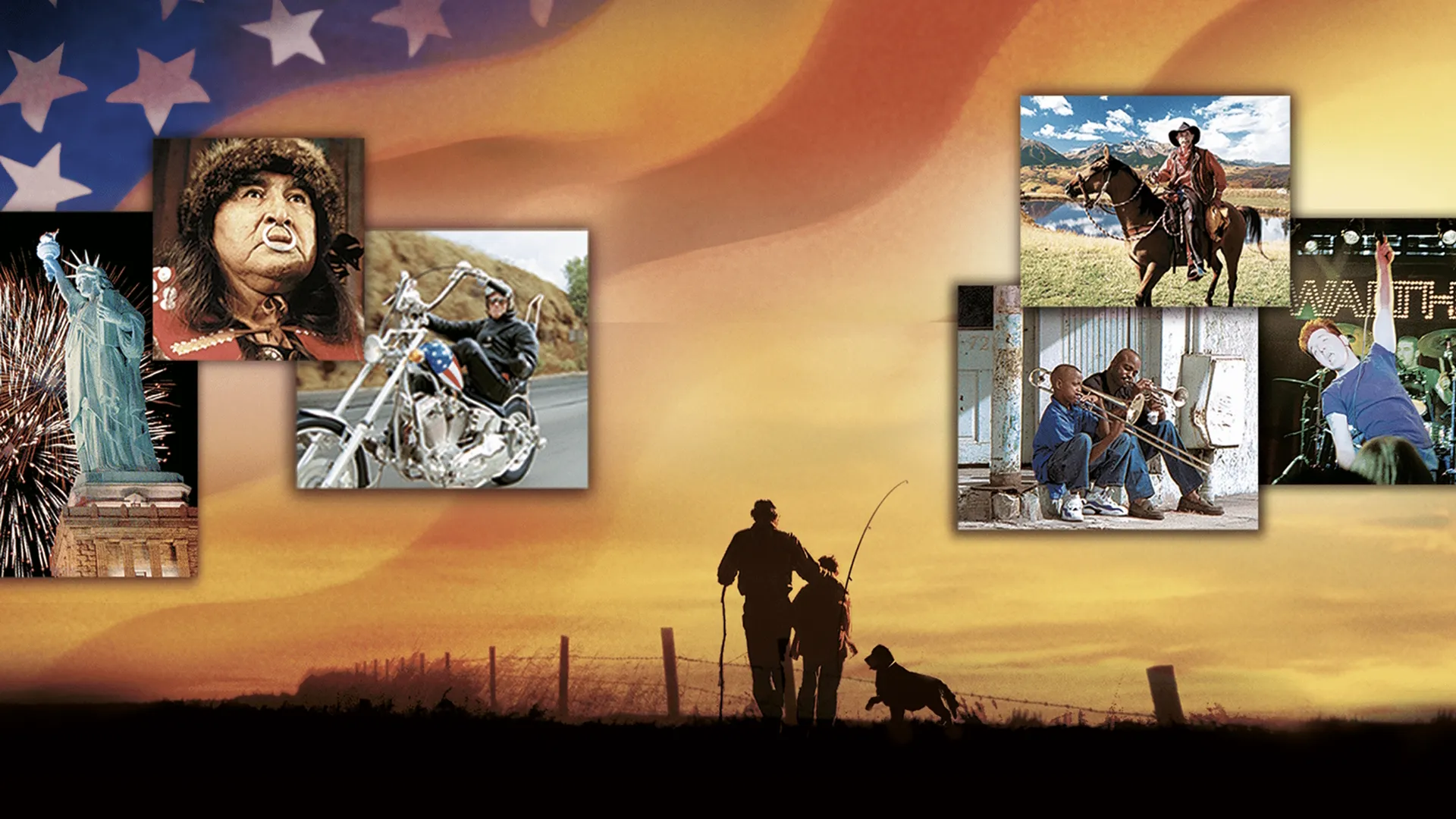 A poster showcasing some of the people and places featured in America's Heart & Soul