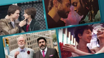 A collage of stills from the movies The Fault in Our Stars, Dandelion, Love Is Strange, and Anora