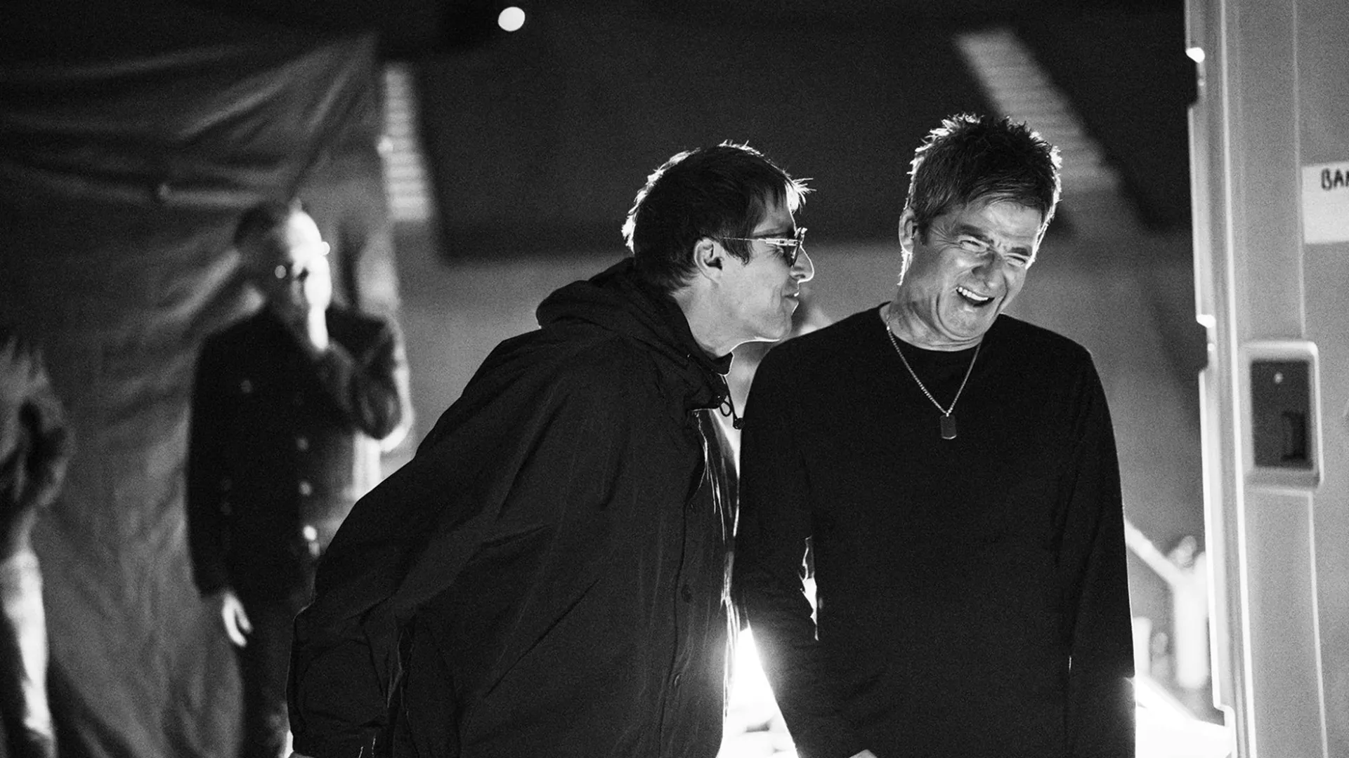 The Gallagher brothers in black and white.