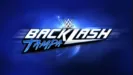The WWE Backlash Tampa logo on a blue background