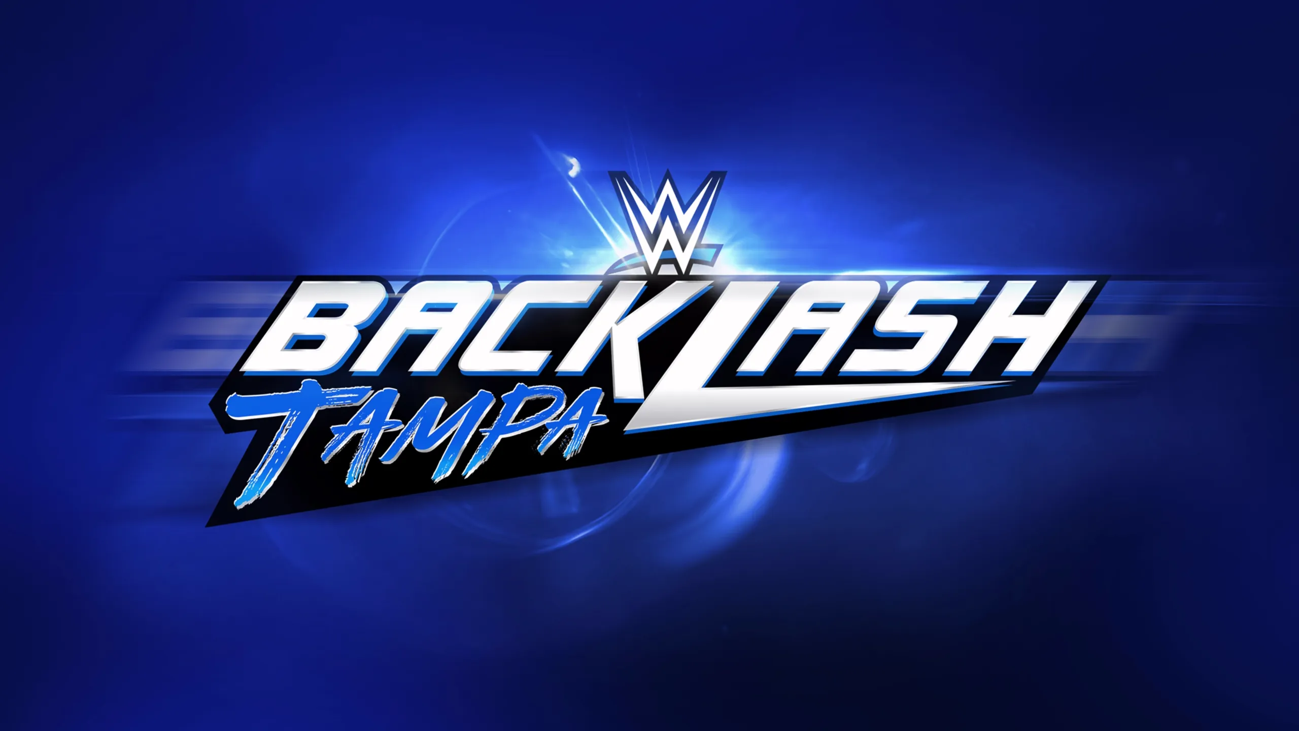 The WWE Backlash Tampa logo on a blue background