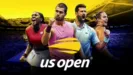 Promotional graphic for the US Open tennis tournament streaming with ESPN on Disney+