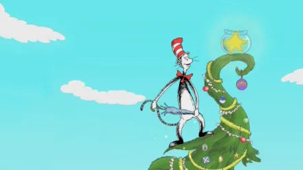 Der Kater mit Hut feiert Weihnachten