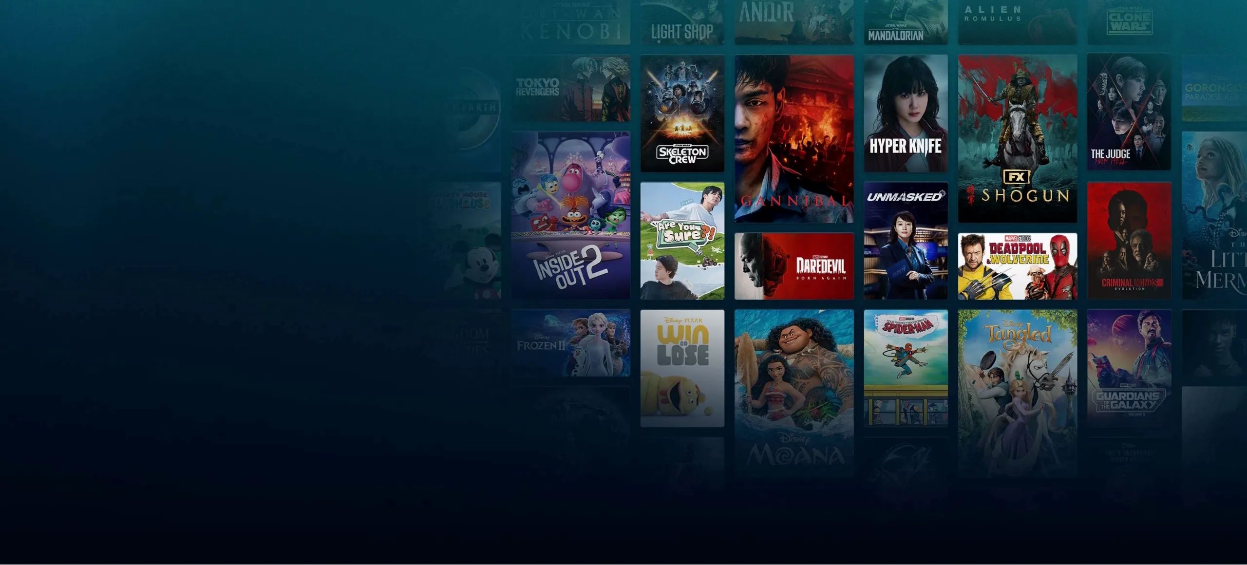 Background image of various Disney+ titles