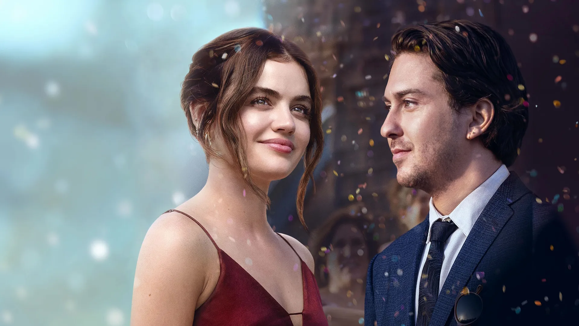Lucy Hale as Jane and Nat Wolff as Will in the 2024 movie Which Brings Me to You