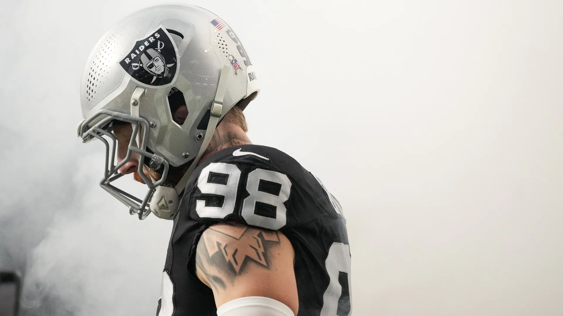 Promotional image of NFL Player Maxx Crosby (No. 98) of the Las Vegas Raiders.