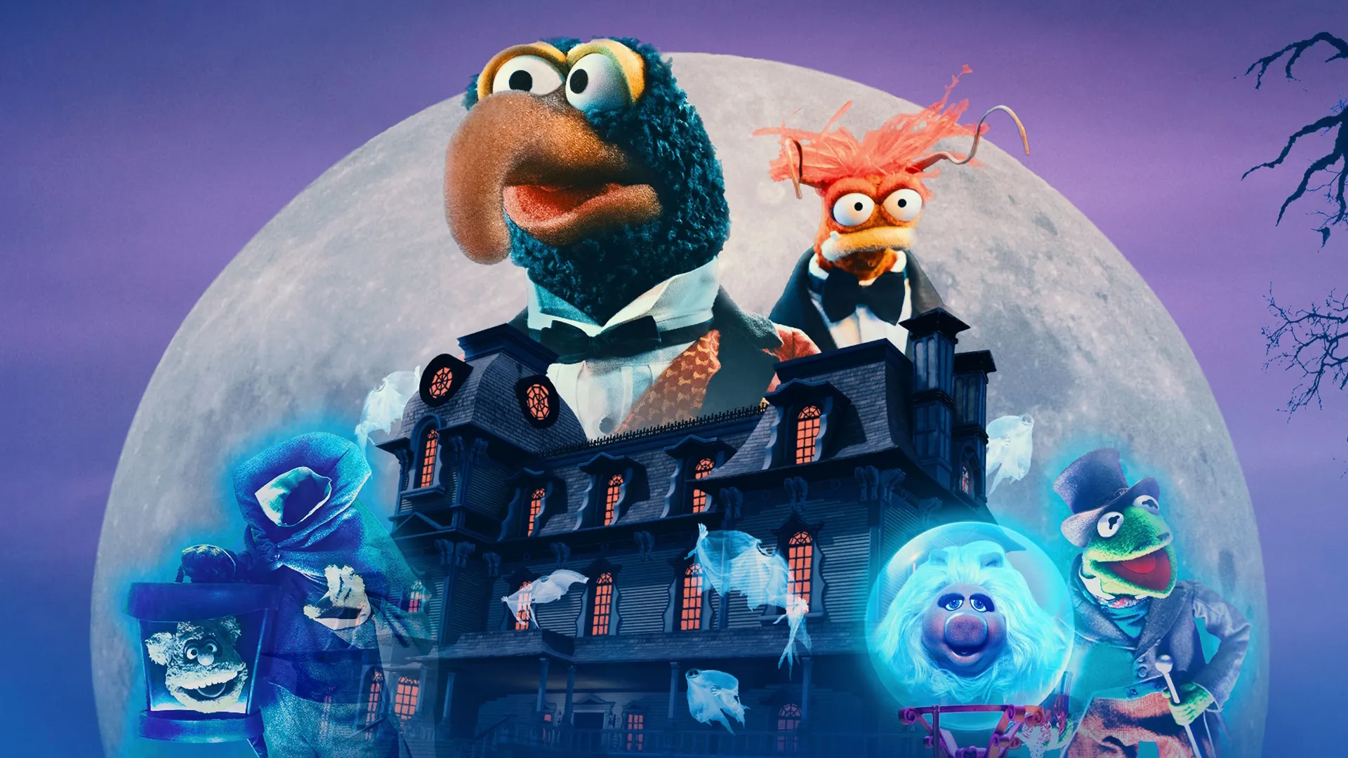 Key promo artwork for Muppets Haunted Mansion, Disney