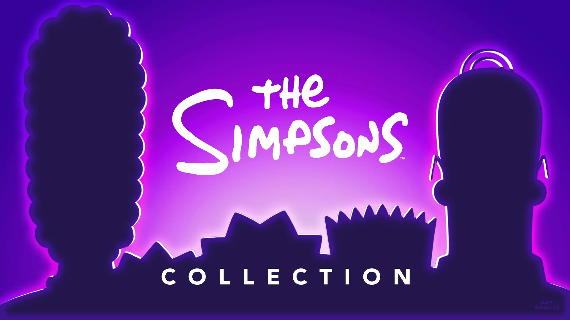 O gráfico com tema roxo destaca os perfis icônicos dos personagens, incluindo Marge à esquerda e Homer à direita.