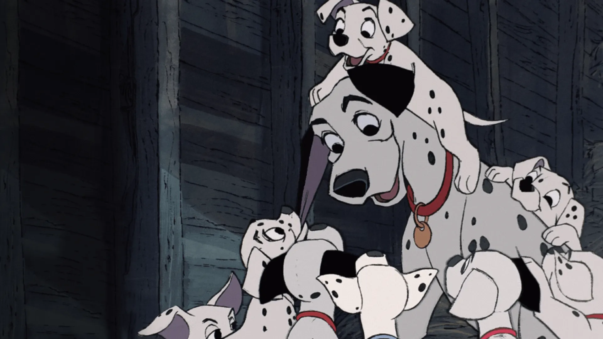 Pongo with his puppies in 101 Dalmatians (1961)