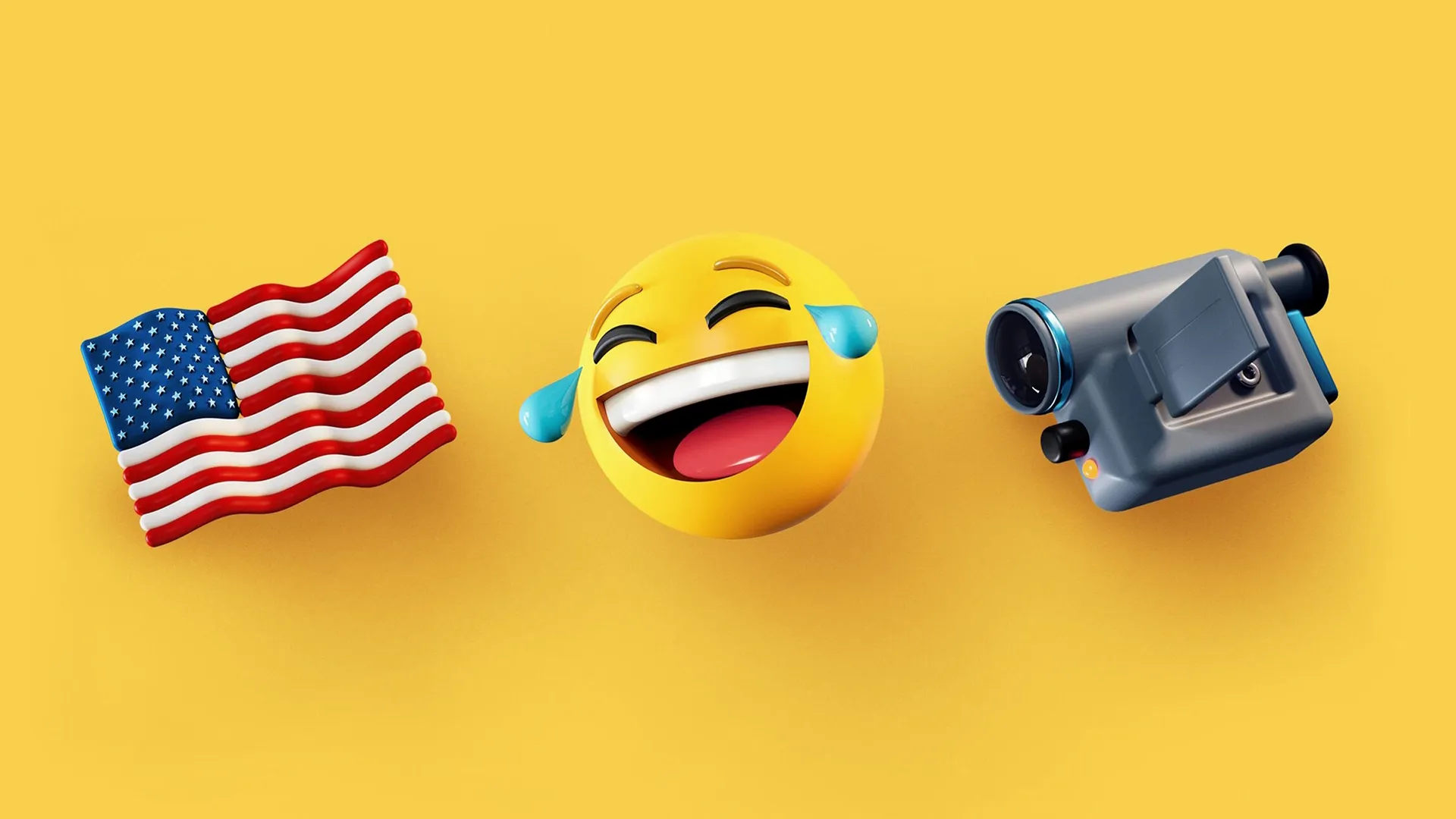 Emoji's representing America's Funniest Home Videos (USA flag, laughing emoji, and video recorder).