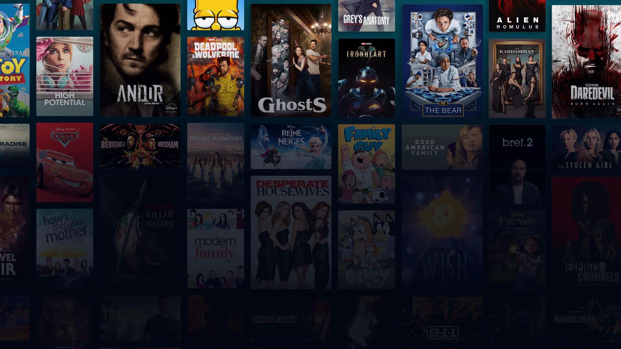 Background image of various Disney+ titles