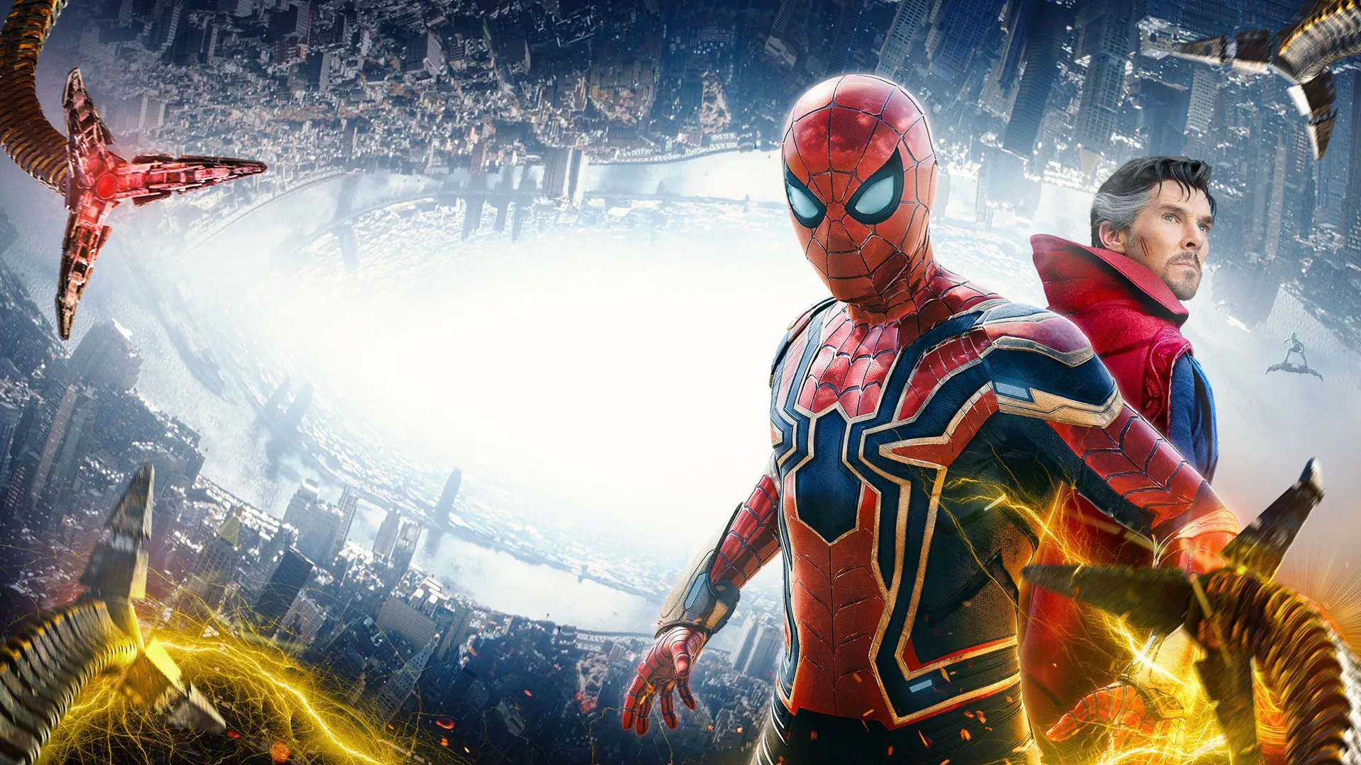 Spiderman (Tom Holland) and Doctor Strange (Benedict Cumberbatch) on a poster for Spider-Man™: No Way Home