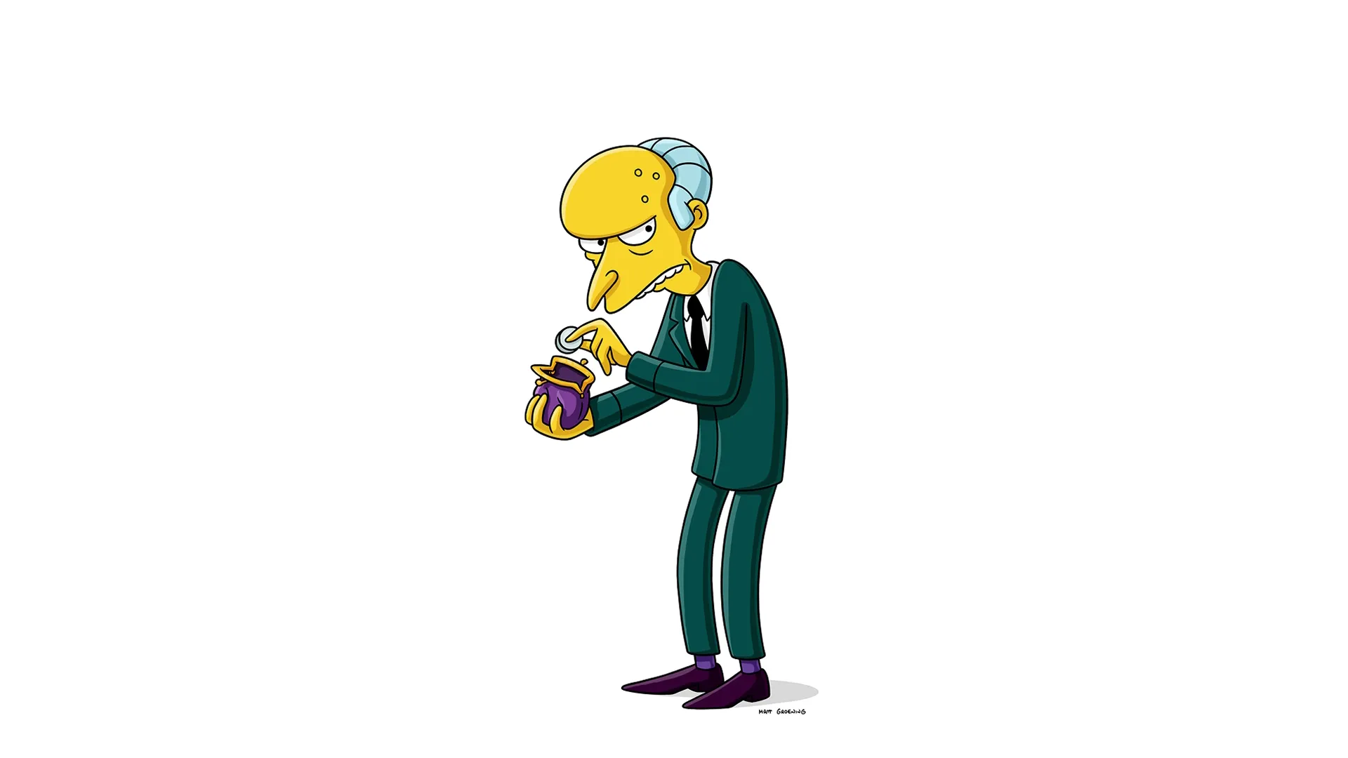 Este personagem é Charles Montgomery “Monty” Burns, da série de animação Os Simpsons. Ele é retratado como o dono malvado, ganancioso e rico da Usina Nuclear de Springfield.