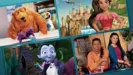 Collage of images showcasing Disney Junior shows Bear in the Big Blue House, Elena of Avalor, Vampirina, and Out of the Box