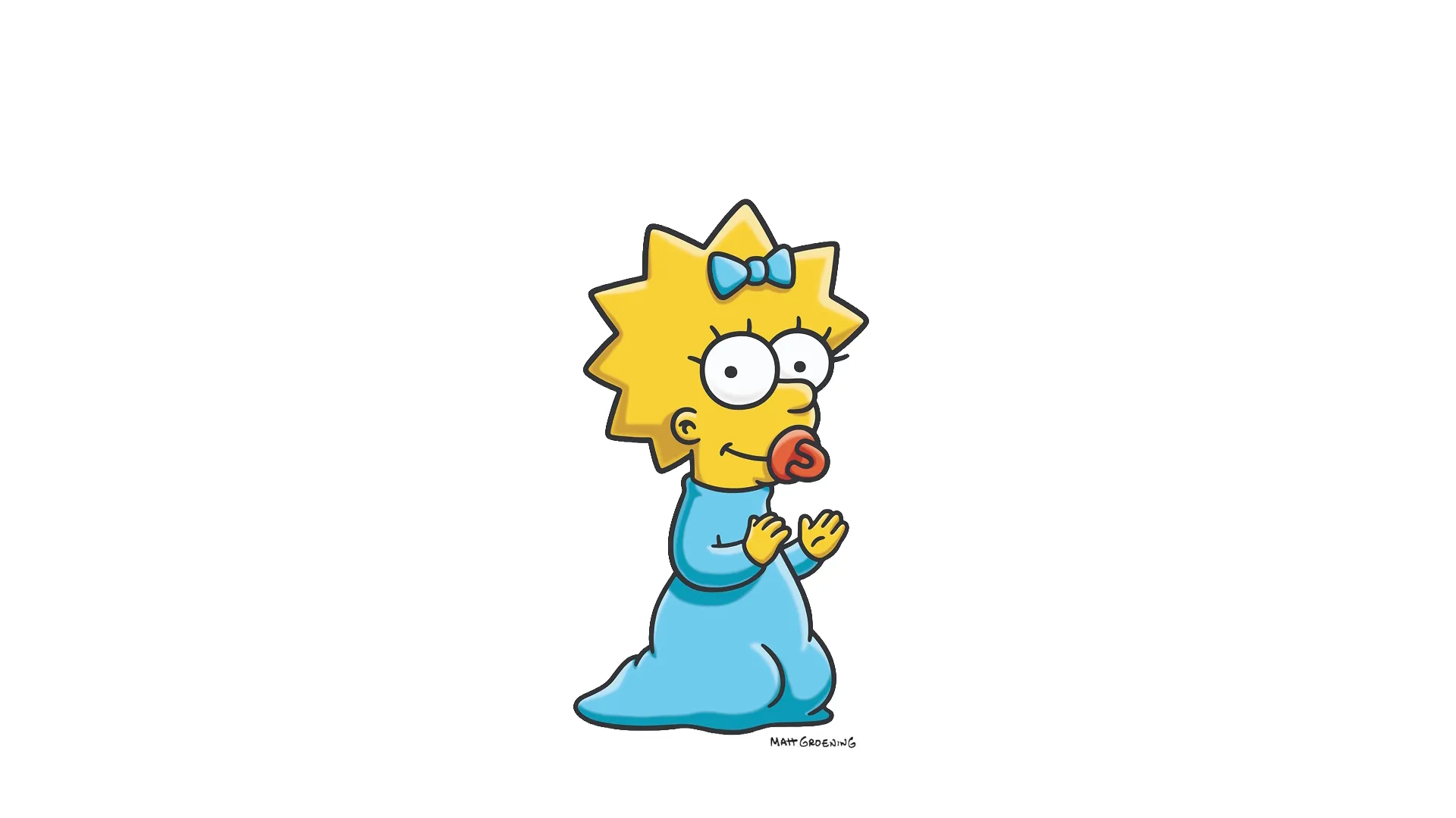 The Image shows Maggie Simpson, the youngest child of Homer and Marge from the animated television series The Simpsons.