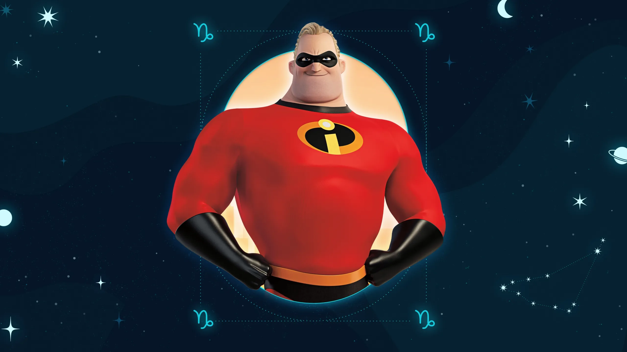  An image featuring Mr. Incredible associated with the Capricorn zodiac sign based on their personality traits and characteristics.
