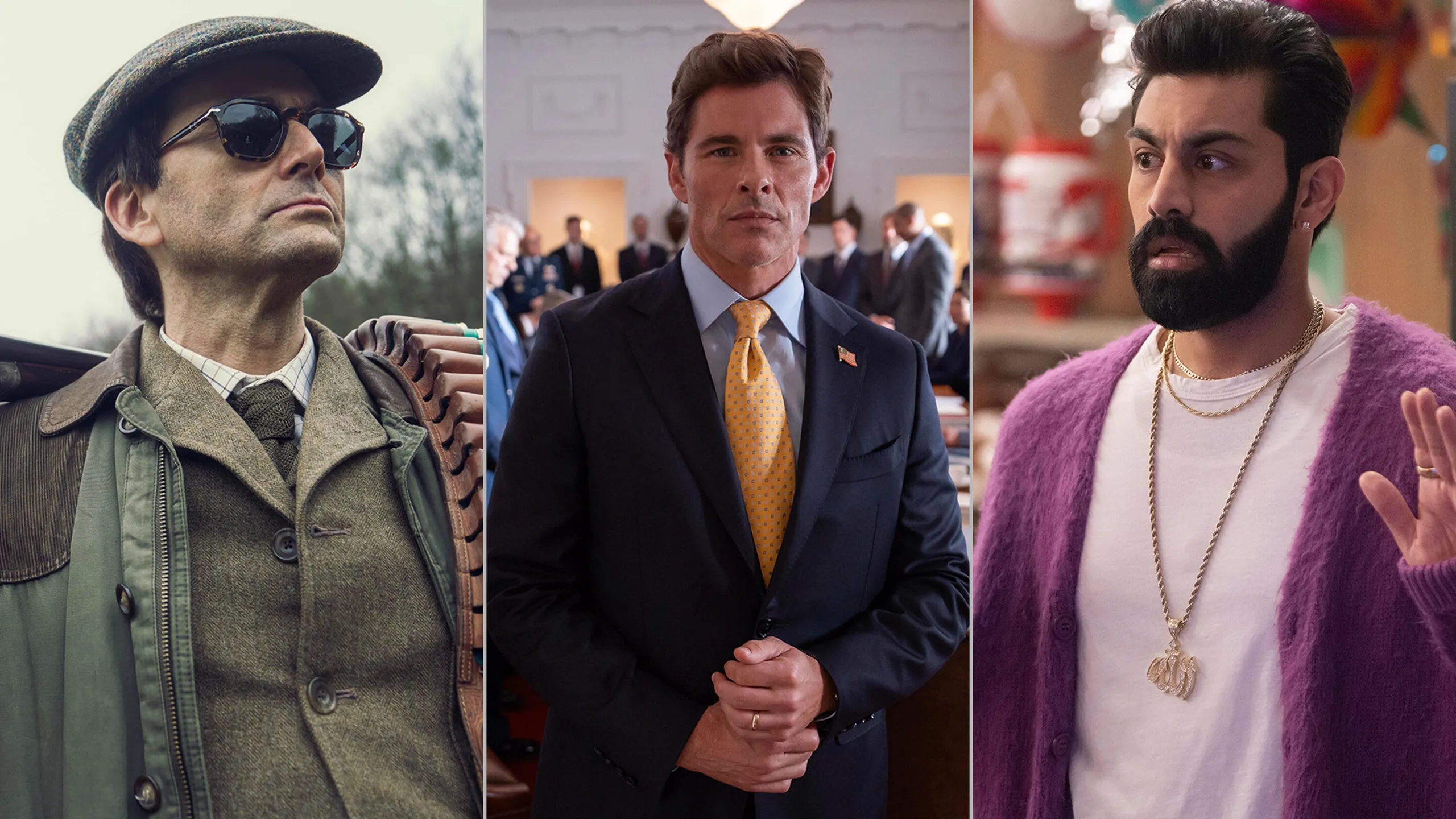 Central play icon with images from series featured in the article including The Handmaid’s Tale, Paradise and Rivals.