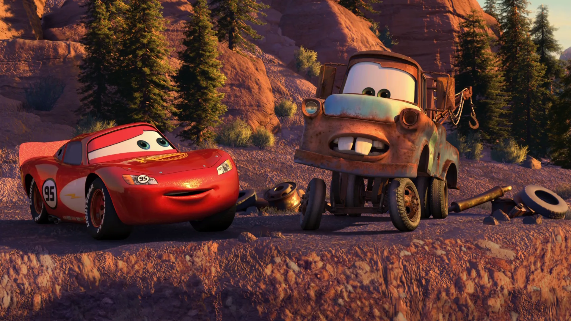 Lightning McQueen and Tow Mater in Disney and Pixar's Cars