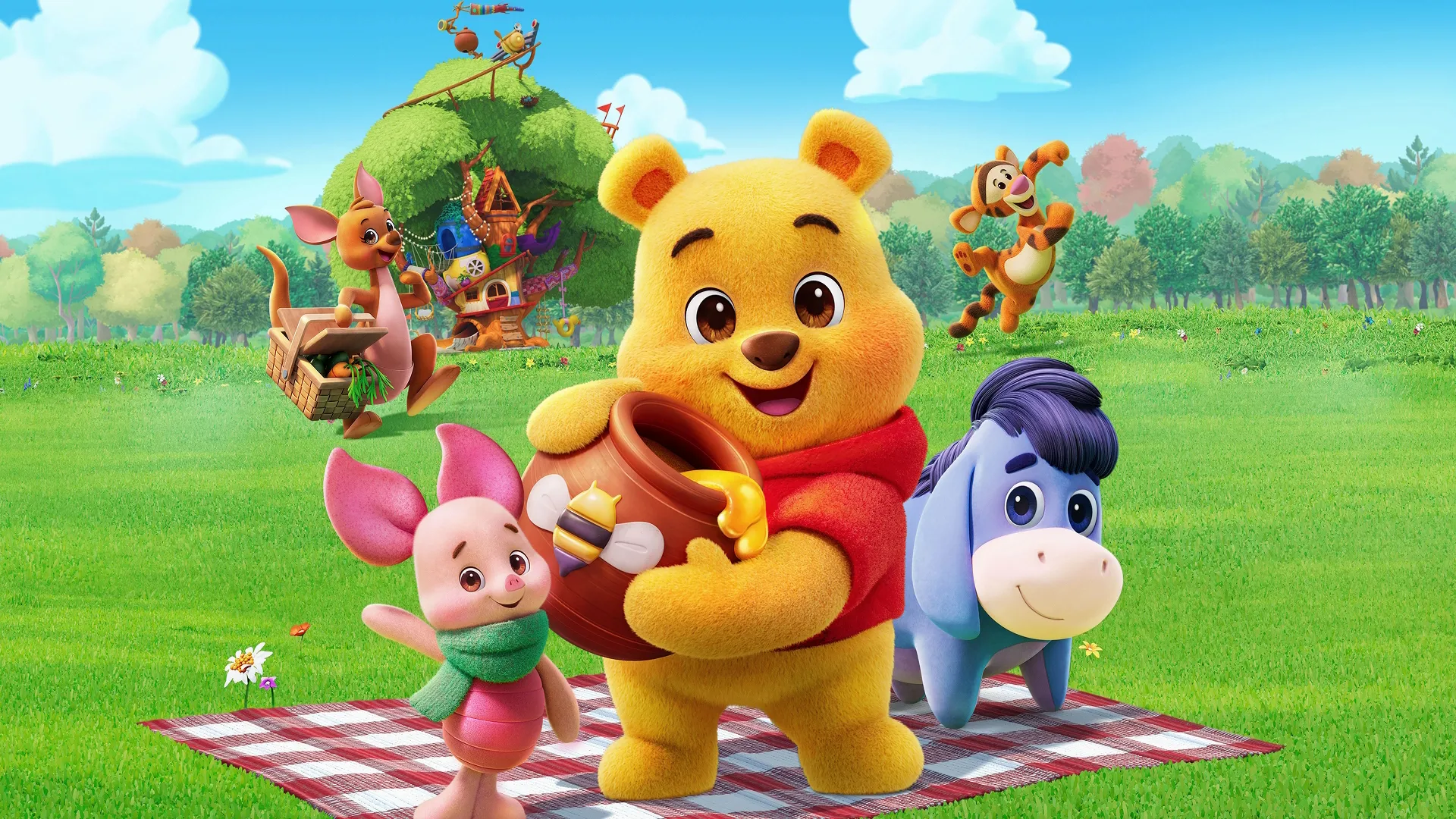 Winnie the Pooh with Piglet, Eeyore, Kanga and Tigger in Playdate with Winnie the Pooh