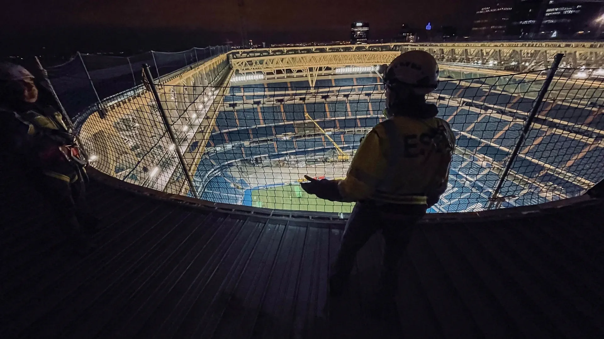 Birdseye view of Real Madrid's stadium the Santiago Bernabeau.