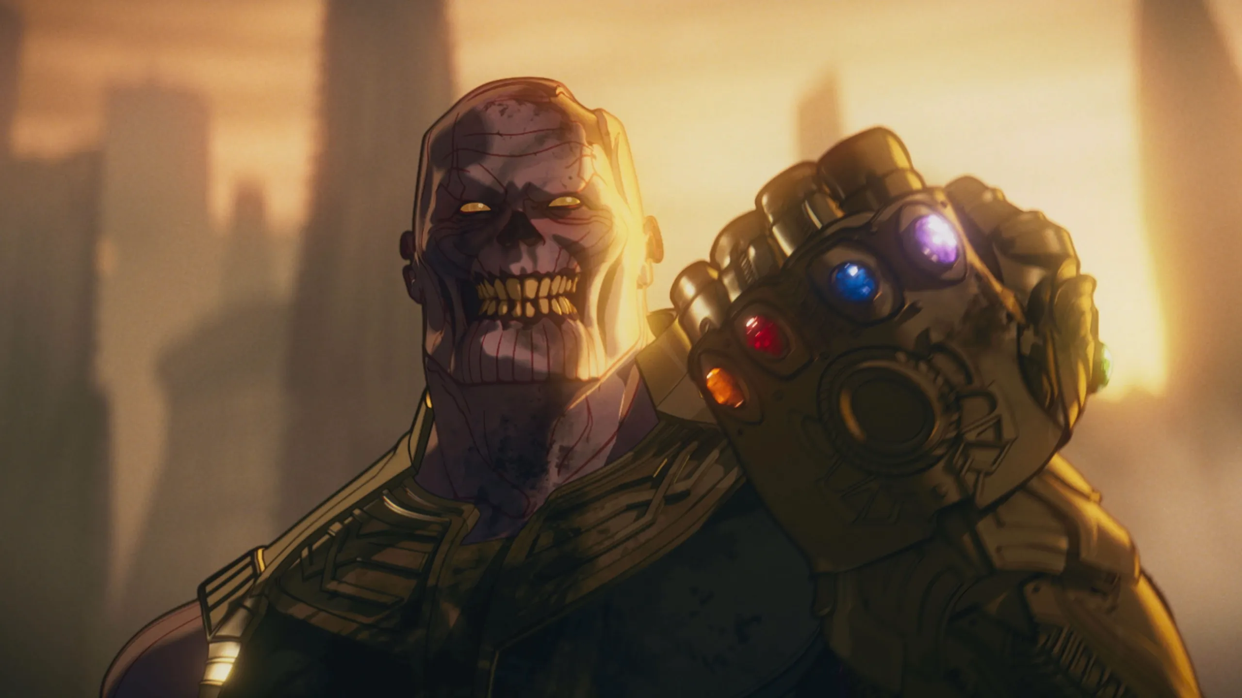 Zombie Thanos wields the Infinity Gauntlet.