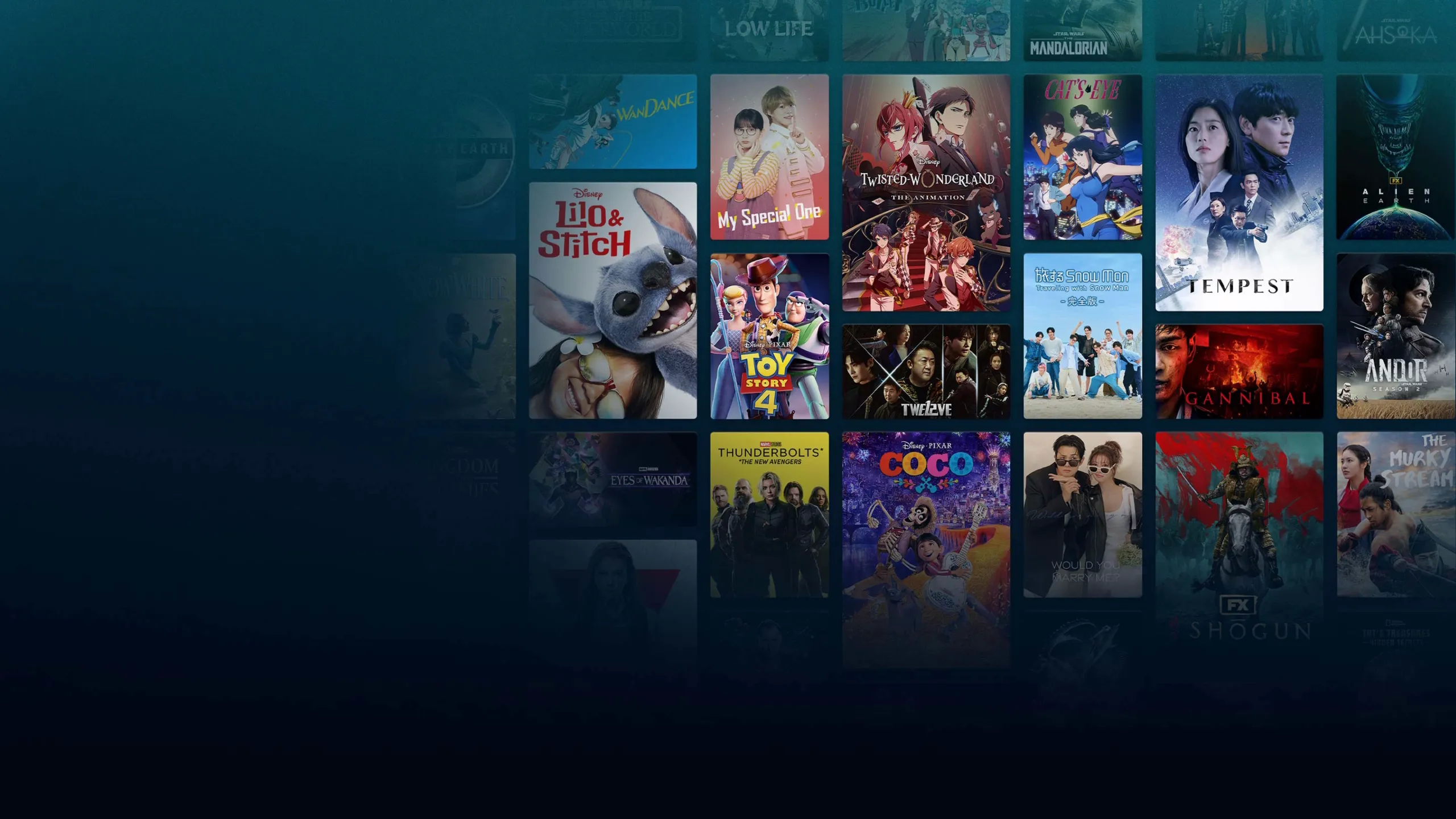 Background image of various Disney+ titles