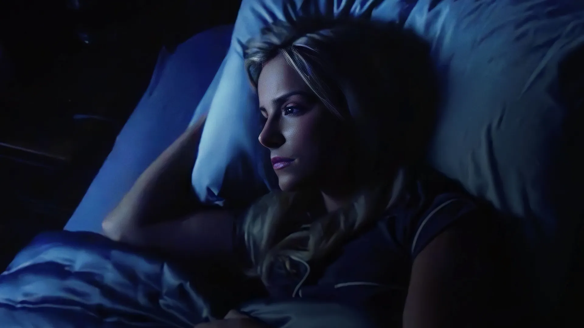 This image is a still from the 2023 thriller movie A Roommate to Die For, Disney+