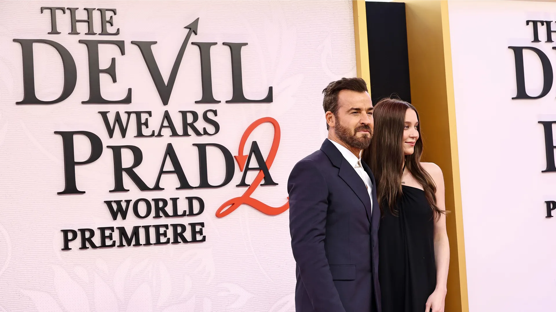 Justin Theroux & Nicole Brydon Bloom attend the world premiere of The Devil Wears Prada 2