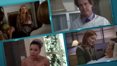 A collage of four screenshots from Desperate Housewives featuring characters Susan, Orson, Gabrielle, and Bree in various dramatic scenes.