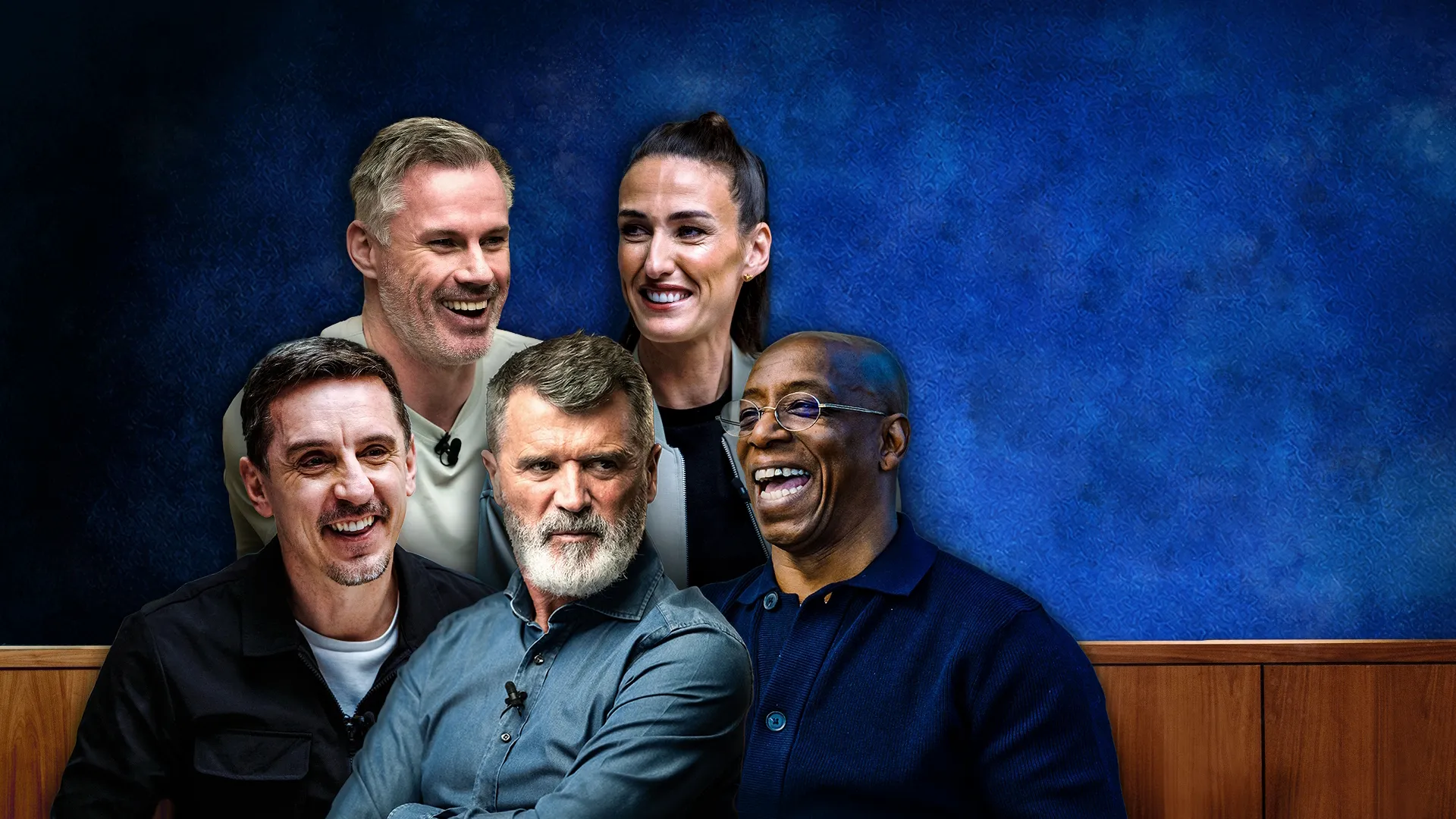 Gary Neville, Jamie Carragher, Roy Keane, Ian Wright and Jill Scott on Stick to Football