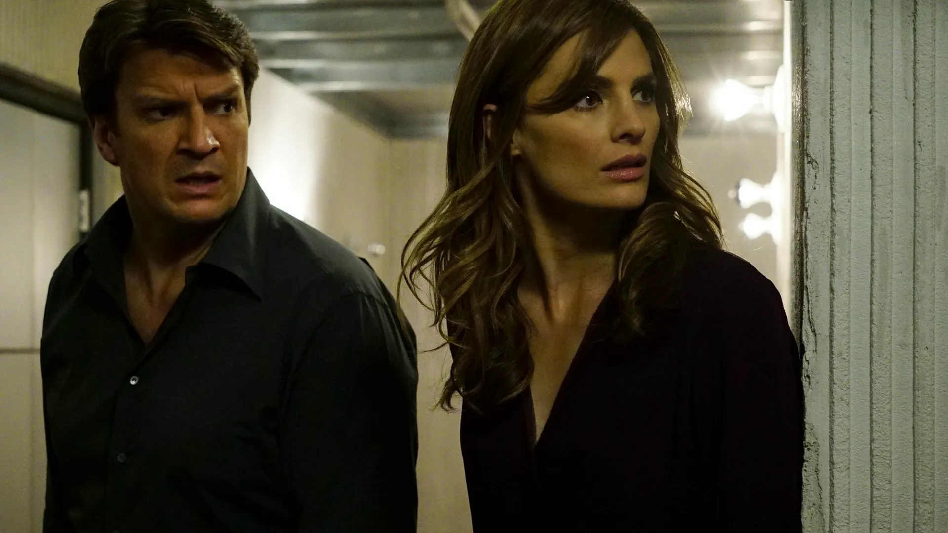 Nathan Fillion as Castle and Stana Katic as Beckett in Castle