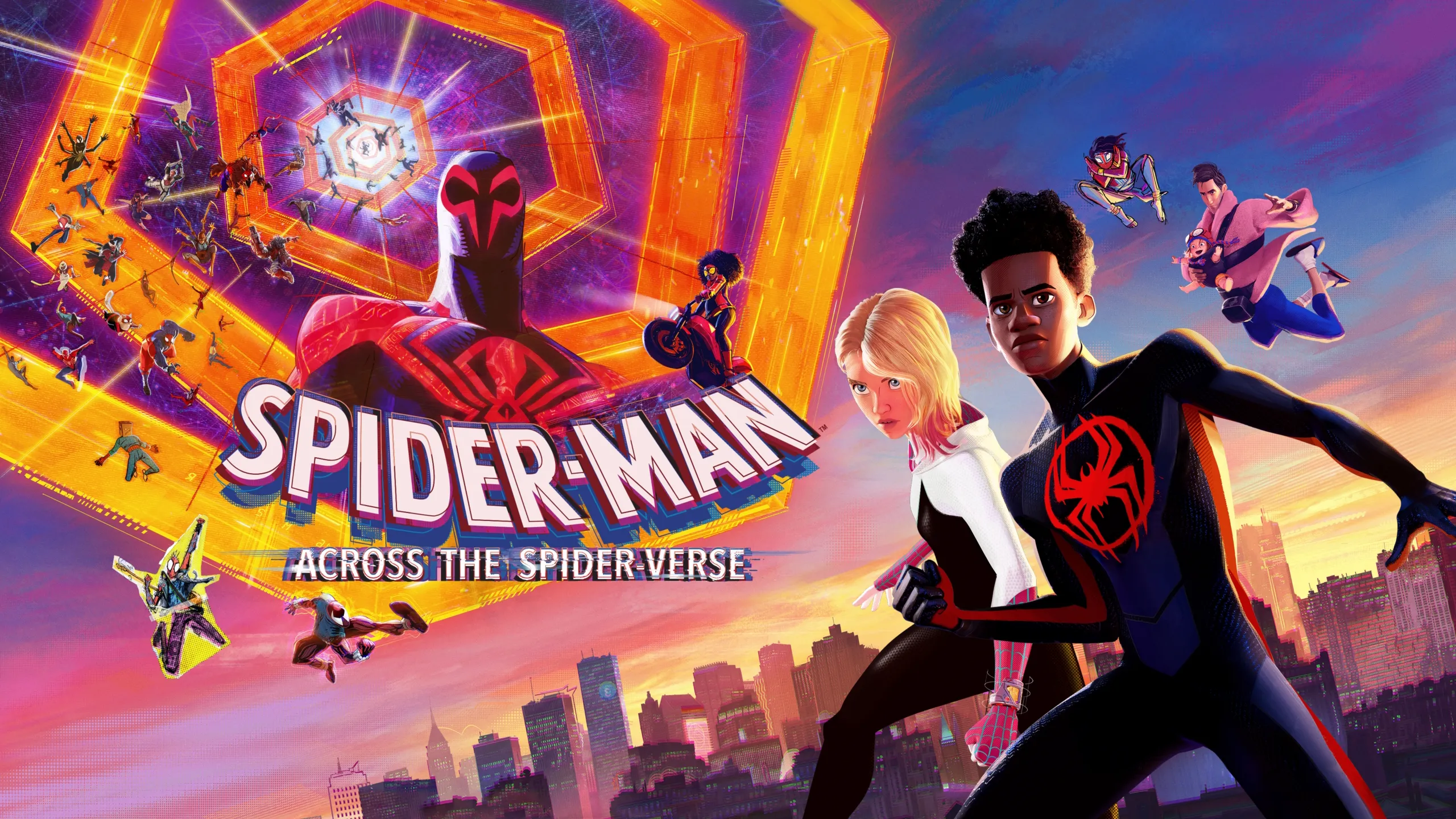 This image is the promotional poster for the 2023 animated superhero film Spider-Man: Across the Spider-Verse. 