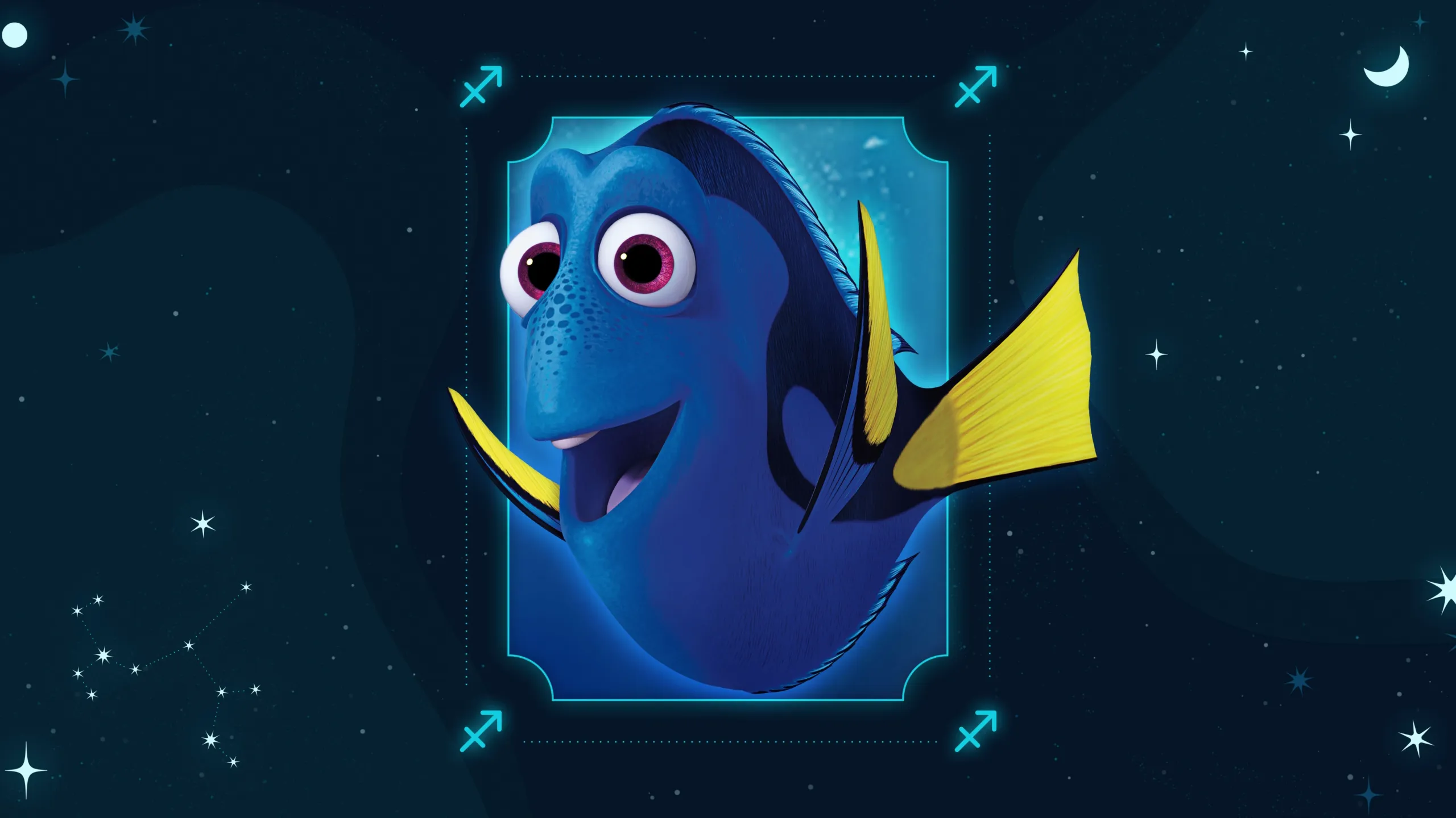 An image featuring Dory associated with the Sagittarius zodiac sign based on their personality traits and characteristics.