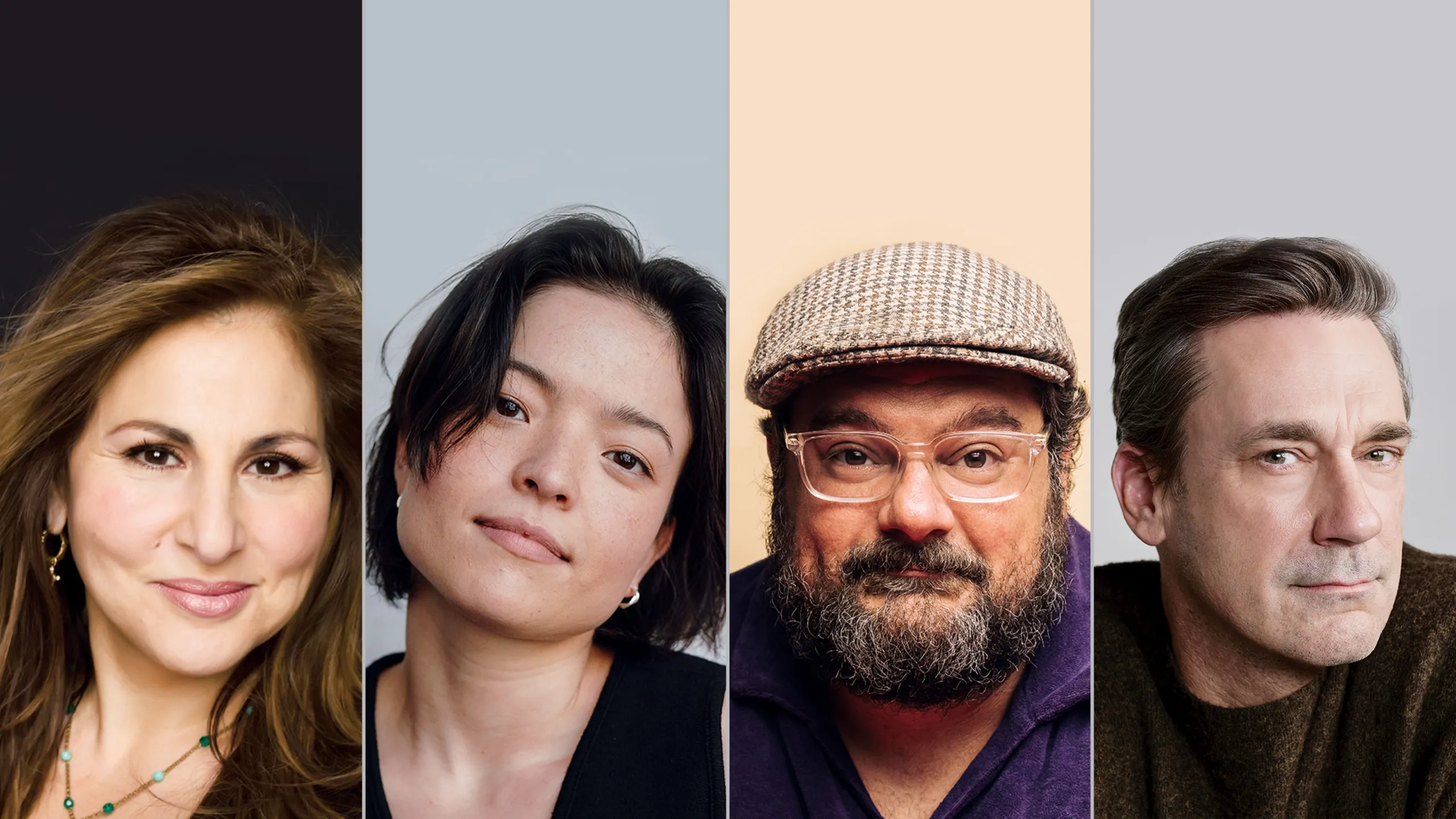 Esta imagem apresenta os dubladores da nova animação da Disney e da Pixar, incluindo Jean Yoon, Britt Lower, Jon Hamm e Marc Maron.