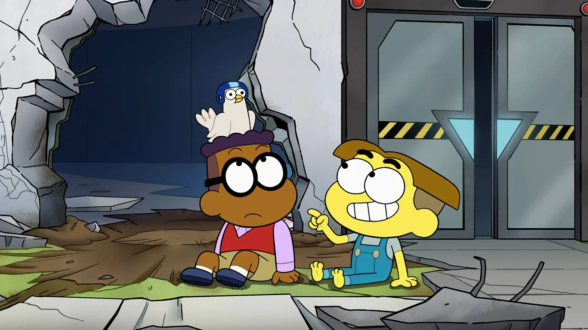 Cricket Green and his best friend, Remy Remington inside a damaged structure.