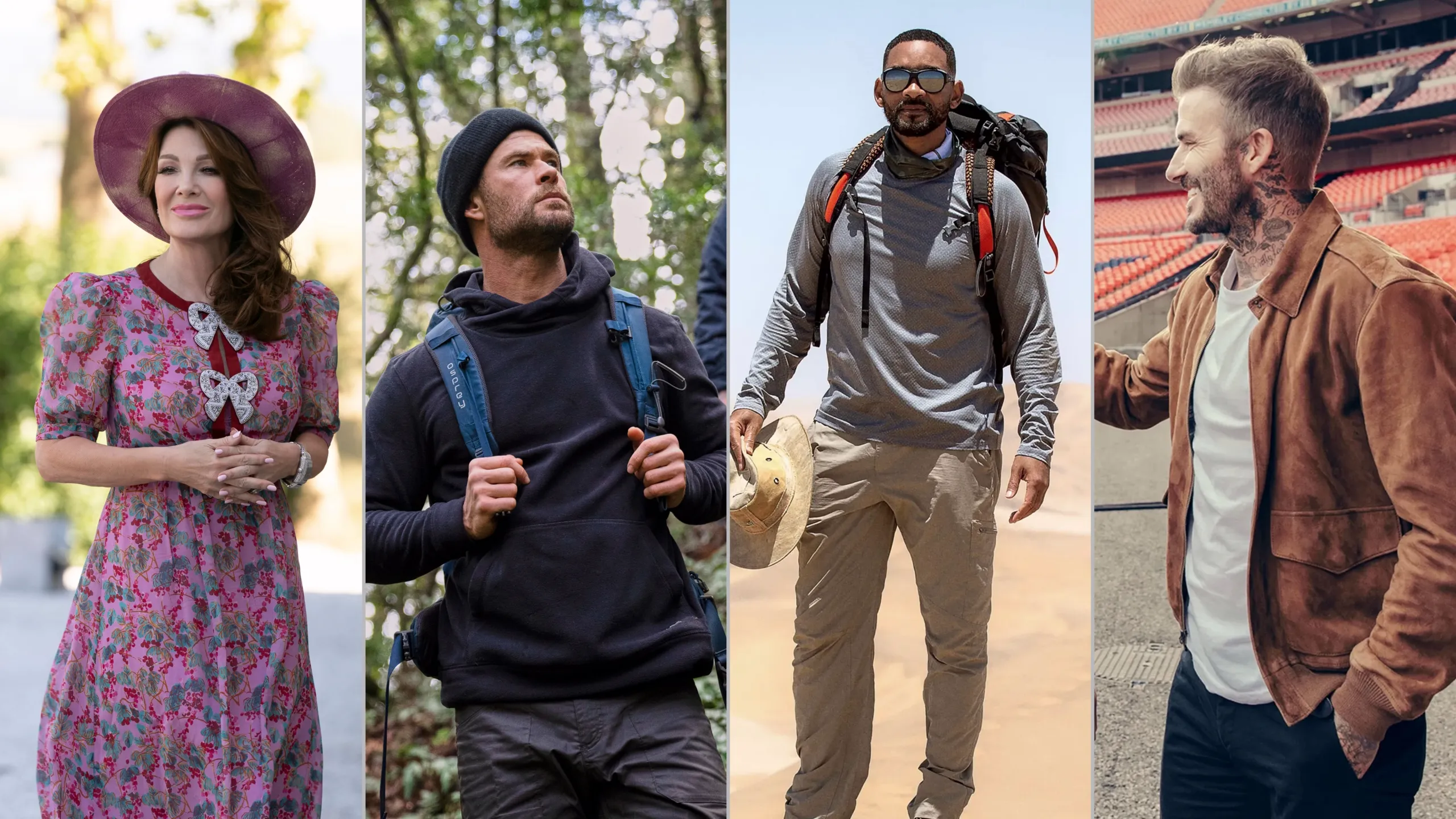 Images from The Kardashians, Limitless with Chris Hemsworth, Welcome to Earth and Save Our Squad with David Beckham which feature in the article.
