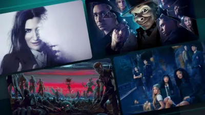 Best Halloween Shows On Disney+ For Halloween 2026 | Collage of images from featured shows including Agatha All Along, Coven Academy, Marvel Zombies and Goosebumps.
