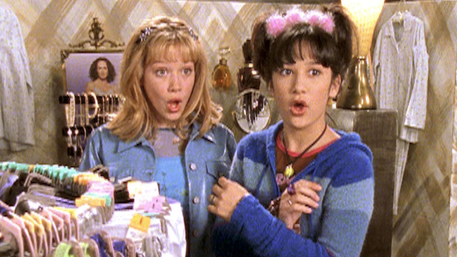 Lizzie McGuire shops for a bra with Miranda in Season 1 episode "Between a Rock and a Bra Place".