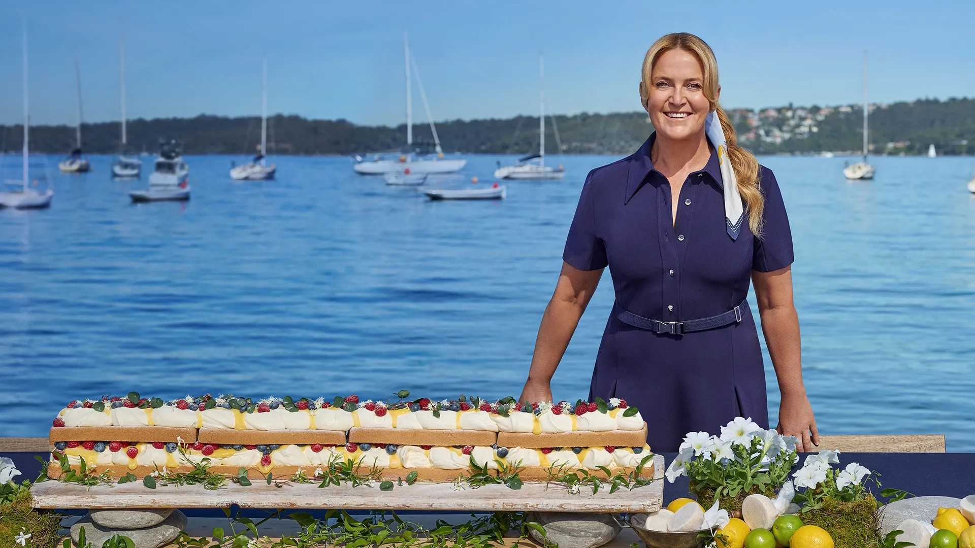 This image features renowned Australian food stylist, author, and television personality Donna Hay. Donna Hay Coastal Celebrations, Disney+