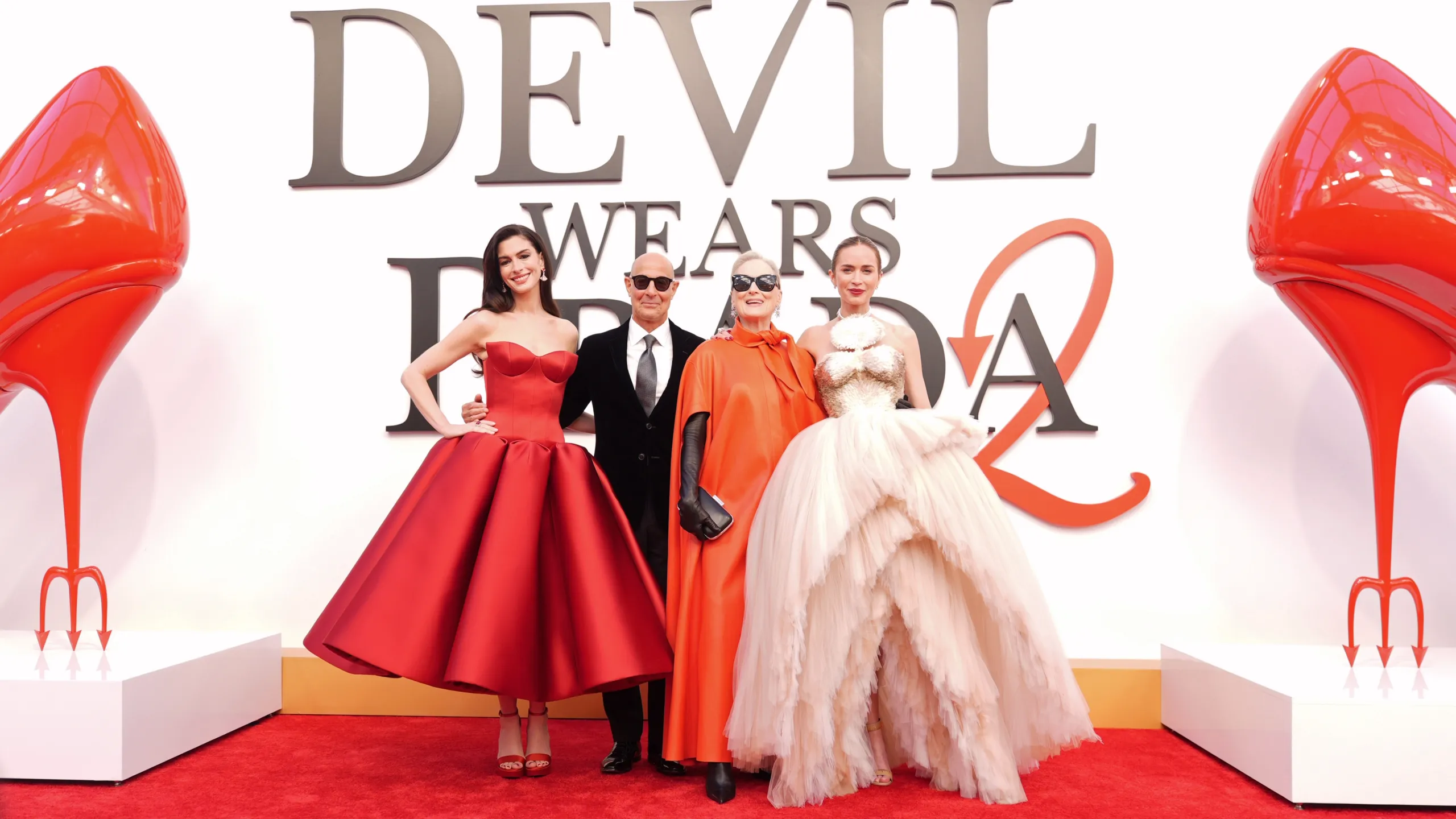 Anne Hathaway, Stanley Tucci, Meryl Streep and Emily Blunt attend the world premiere of The Devil Wears Prada 2