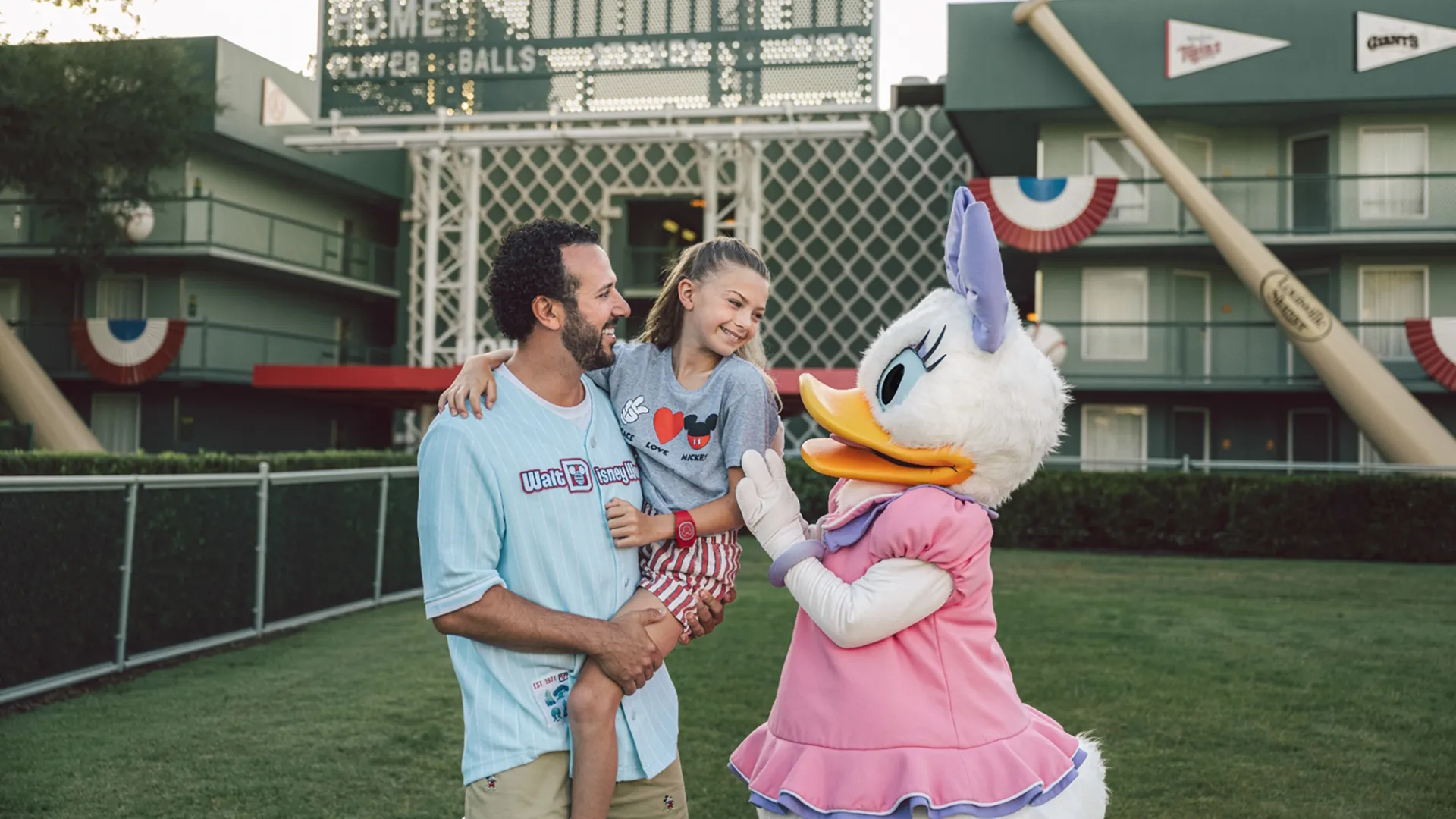 A family at a Disney park