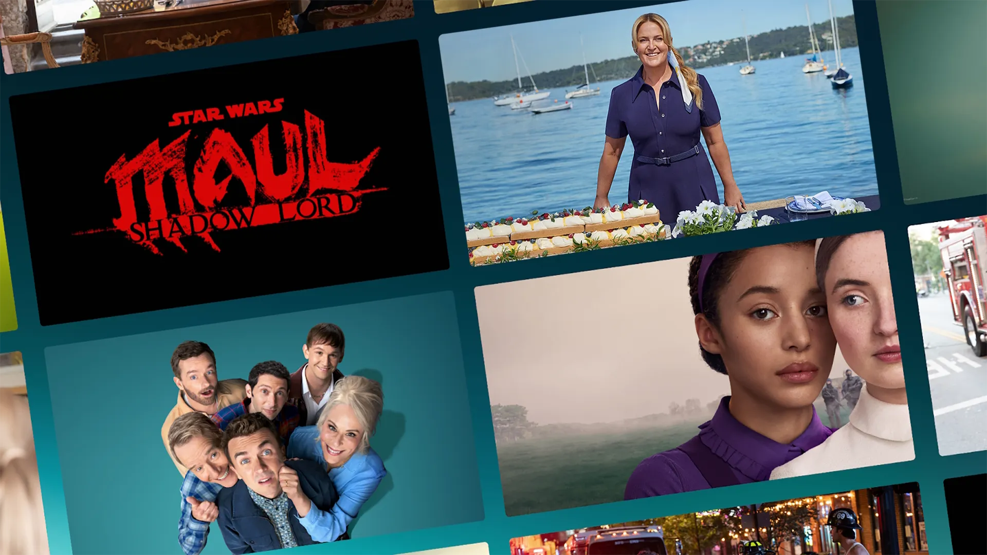 Collage showcasing new and upcoming titles for April on Disney+ in Australia & New Zealand