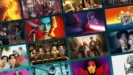 A grid of streaming platform tiles features promotional artwork for various television shows and films, including Camp Rock 3, FX's The Shards, and other live-action and animated series.