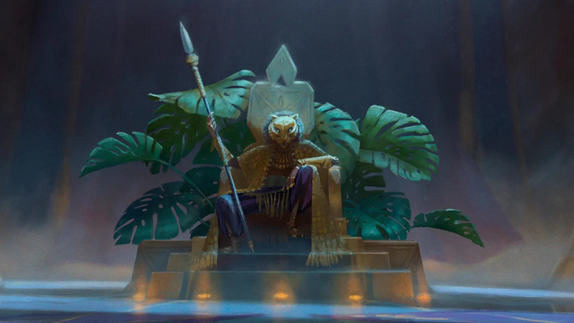 The Lion (Cress Williams) sits on a throne in Marvel Animation's Eyes of Wakanda.
