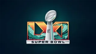 The image shows the official logo for Super Bowl LXI, which will take place on February 14, 2027, at SoFi Stadium in Inglewood, California. 