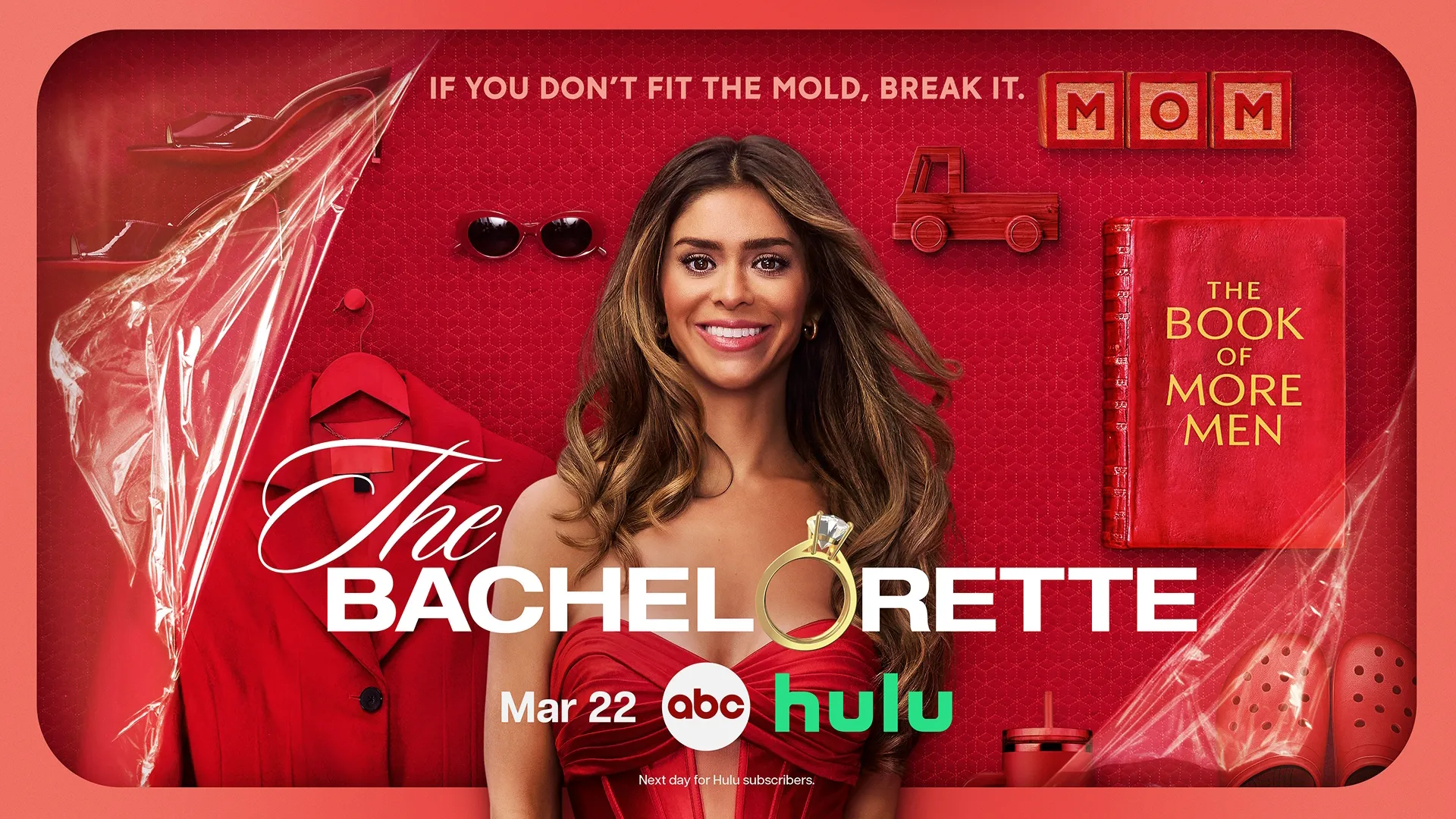 This image is a promotional poster for the 22nd season of the reality romance show The Bachelorette, featuring Taylor Frankie Paul as the lead. 