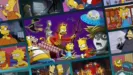 A collage of various "Treehouse of Horror" episodes from The Simpsons, featuring a large central image of Ned Flanders as the Devil surrounded by smaller, tilted rectangular screenshots of classic Halloween segments.